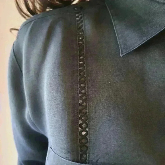 Linen BLOUSE J.M.P. Black L - Picture 2 of 10